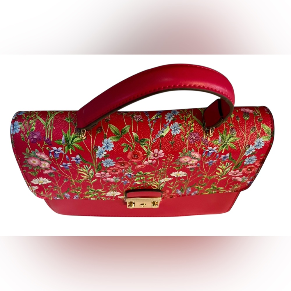 HP x 2 IMAN Pink Satchel Bag with Floral Elegance and Side Hardware Crossbody - Picture 10 of 13